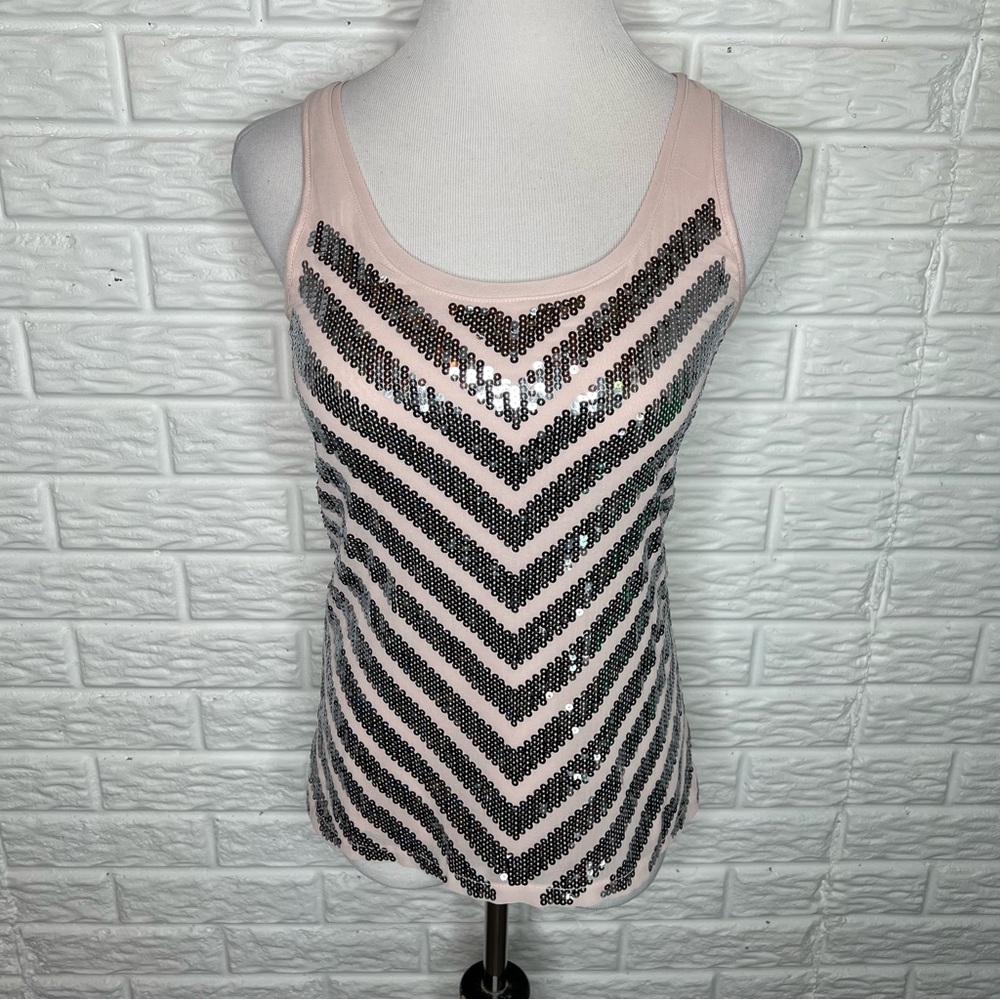 EXPRESS Pink Sequin Sleeveless Tank Top Size XS